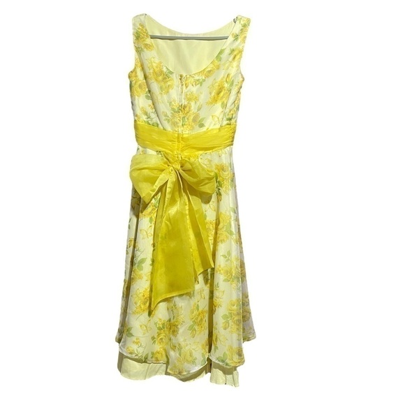 Handmade Vintage Floral Chiffon Lined Circle skirt -Cummerbund-bow in back - XS - Picture 2 of 9